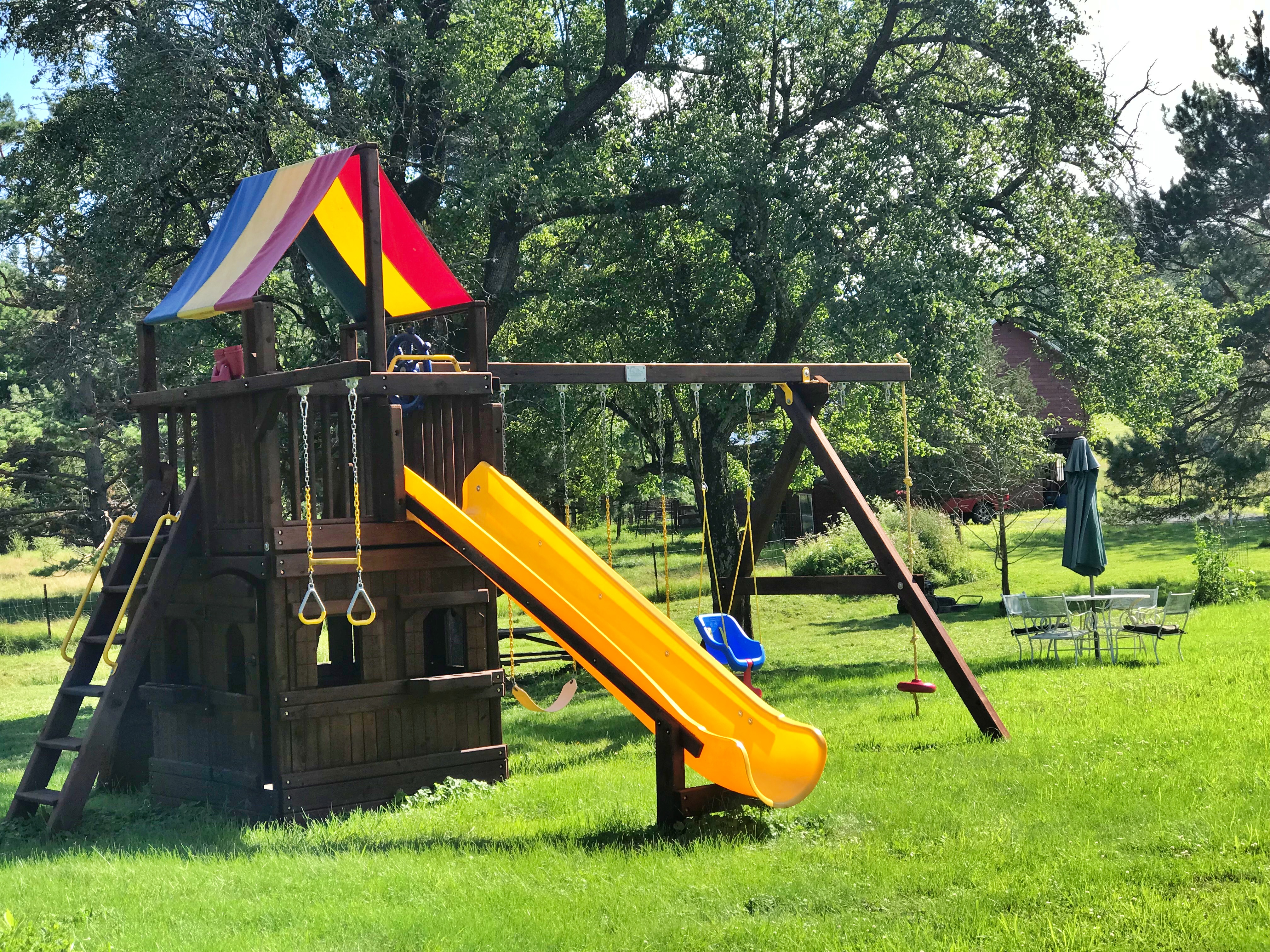 Our unvaccinated grandchildren gather with their friends at this playground at New Fadum Farm. Surely, we should be willing to wear our masks again indoors to protect them!